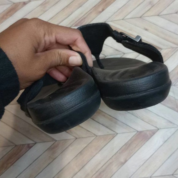 Aetrex Womens Rita Adjutable Leather Strap Slip On Sandals Black Size 7 US - Picture 4 of 8